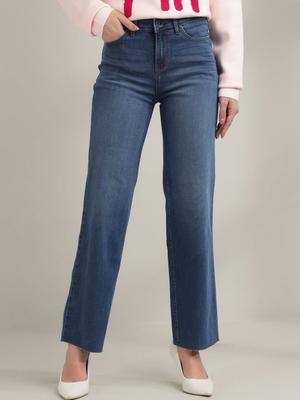 Xpose Women Comfort High-Rise Stretchable Wide Leg Jeans
