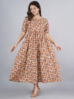 Malia Women Fit & Flare Printed Midi Dress - Fitted at Waist