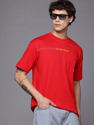 Allen Solly Printed Detail Drop Shoulder Sleeves Pure Cotton T Shirt
