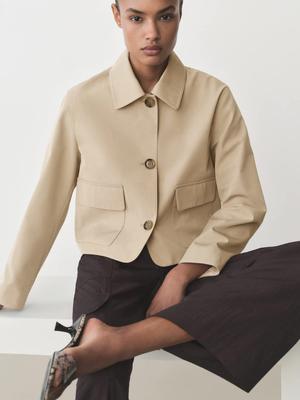 MANGO Pocket Detailing Crop Tailored Jacket