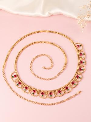 Peora Gold Plated Kundan Studded Waist Chain