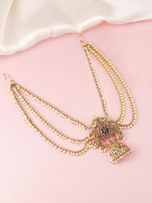 Peora Gold Plated Artificial Beads Studded Bun Pin Head Jewellery
