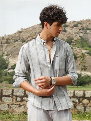 Campus Sutra Comfort Multi Stripes Striped Button-Down Collar Cotton Casual Shirt