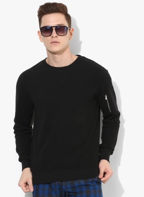 Black Solid Sweatshirt