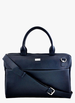 Navy Blue Synthetic Leather Laptop Bag