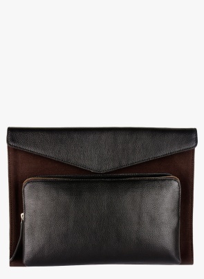 Brown/Black Leather Laptop Sleeve