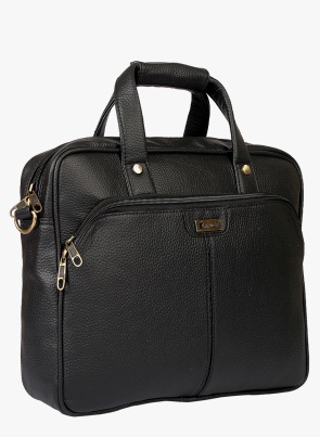 Black Synthetic Leather Laptop Bag