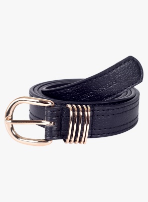 Black/Black Synthetic Leather Belt