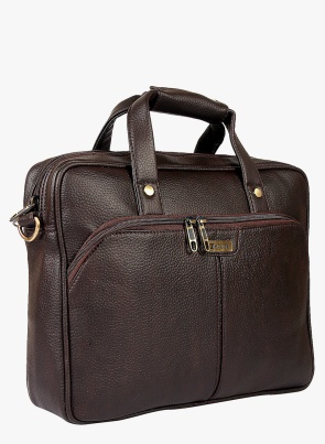 Brown Synthetic Leather Laptop Bag
