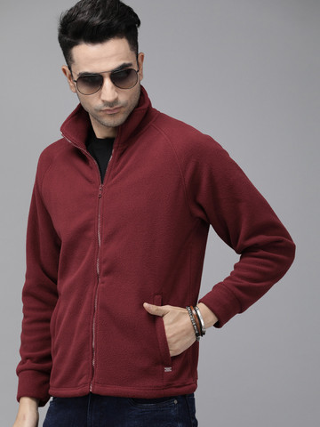 Roadster Men Maroon Solid Polar Fleece Sweatshirt Roadster Men Maroon Solid Polar Fleece Sweatshirt