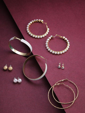 Jewels Galaxy Set of 6 Gold-Plated Earrings