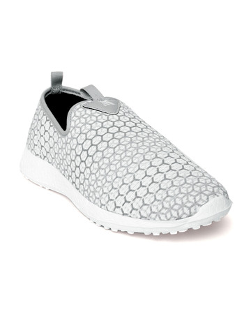 KazarMax Men White & Grey Printed Slip-On Sneakers