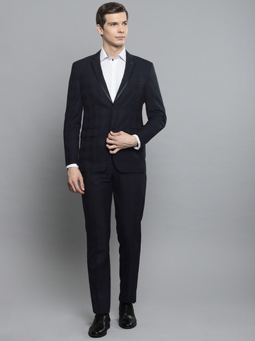 Buy Lois Phillipe Men Black Self-Checked Slim Fit Single-Breasted