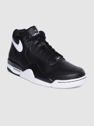 Buy Nike Men Black FLIGHT LEGACY Leather Mid-Top Sneakers on