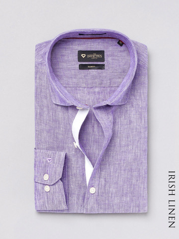 INVICTUS Purple Estilo Slim Pure Linen Formal Shirt