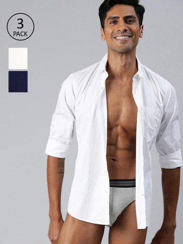 50% OFF on Mast & Harbour Men Pack of 3 Solid Briefs MHN-BRF1-3PP-BM