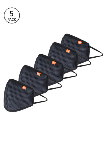 Wildcraft Unisex Pack of 5 Black SUPERMASK W95 Reusable 6-Layer Outdoor Masks - Large