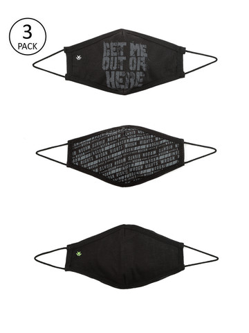 WROGN Adults Black Pack of 3 Reusable 3-Layer Protective Outdoor Face Masks