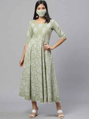 65% OFF on Libas Sage Green & Off-White Ethnic Motifs Printed Maxi Cotton Dress With Mask 65% OFF on Libas Sage Green & Off-White Ethnic Motifs Printed Maxi Cotton Dress With Mask