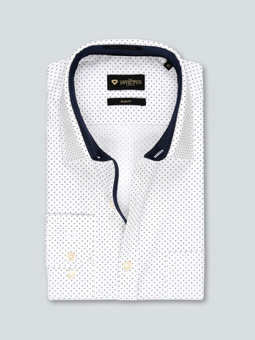 INVICTUS White Printed Slim Fit Formal Shirt INVICTUS White Printed Slim Fit Formal Shirt