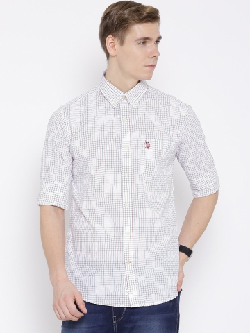 30 Off On U S Polo Assn White Checked Tailored Fit Casual Shirt