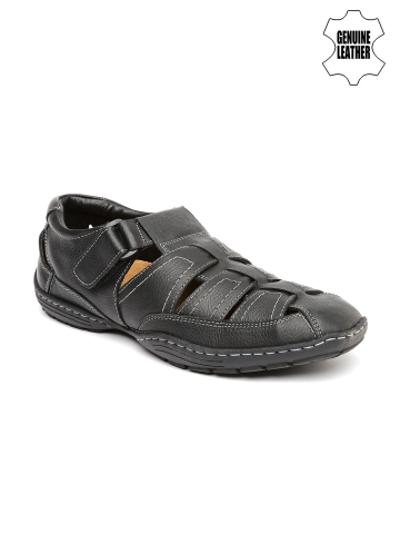 Buy Lee Cooper Men Black Genuine Leather Sandals on Myntra