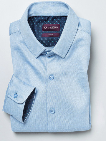 INVICTUS Blue Slim Fit Knitted Shirt