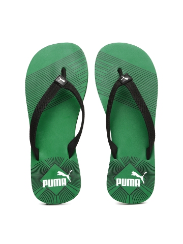 Buy PUMA Men Black Green Step In Printed Flip Flops on Myntra