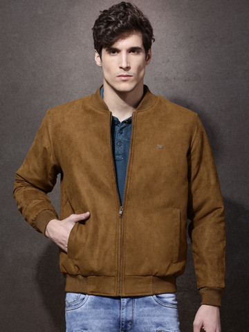 Roadster Men Brown Padded Suede Jacket