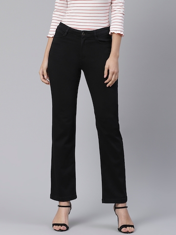 Marks & Spencer Women Black Straight Fit Mid-Rise Clean Look Stretchable Jeans