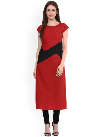 Ives Red Colourblock Kurta