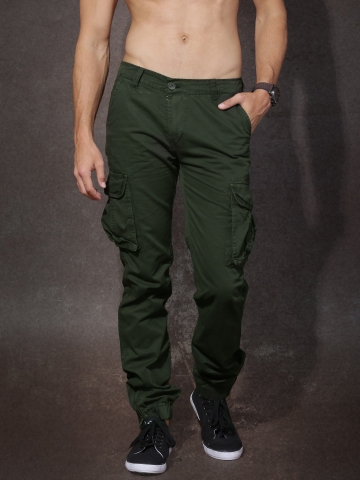 Buy RDSTR Men Olive Green Jogger Fit Cargo Trousers on Myntra   PaisaWapascom