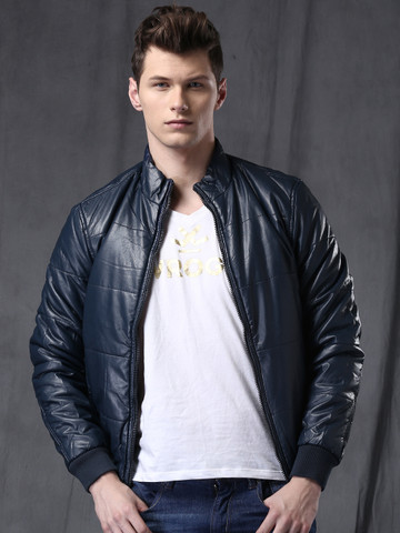 Buy WROGN Navy Puffer Jacket on Myntra 