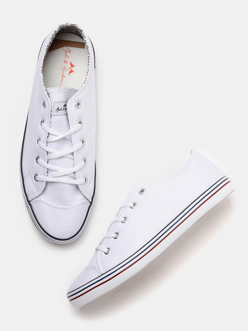 Mast & Harbour Men White Solid Regular Sneakers