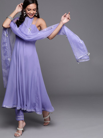 71% OFF on Inddus Women Purple Yoke Design Gotta Patti Kurta with Trousers & Dupatta 71% OFF on Inddus Women Purple Yoke Design Gotta Patti Kurta with Trousers & Dupatta
