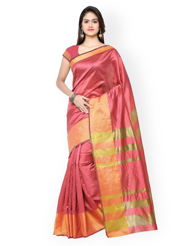 Inddus Pink Art Silk Traditional Saree
