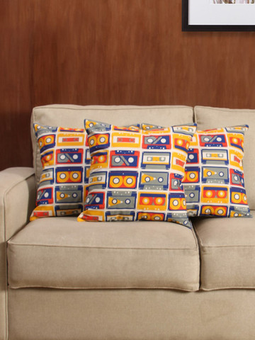 House This Multicoloured Set of 3 Printed 16 x16 Square Cushion Covers