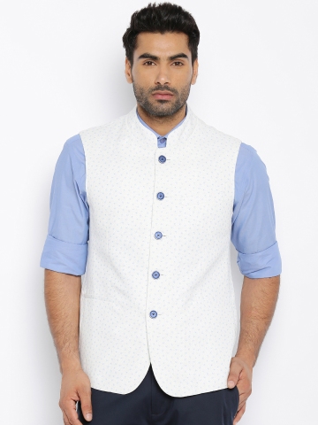 Buy Van Heusen White Nehru Jacket on Myntra | PaisaWapas.com