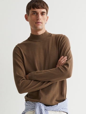 Slim Fit Fine-knit polo-neck jumper