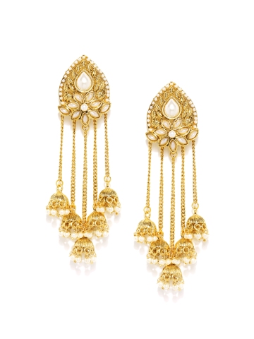 Sukkhi Red Gold-Plated Beaded Drop Earrings Sukkhi Red Gold-Plated Beaded Drop Earrings