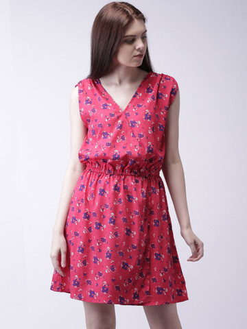 Moda Rapido Women Pink Printed Fit & Flare Dress