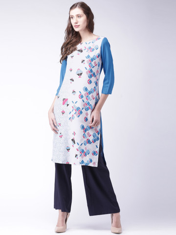 Moda Rapido Women White Printed Straight Kurta