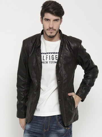 myntra leather jacket