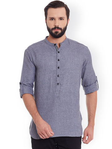 even Men Grey Woven Design Straight Kurta even Men Grey Woven Design Straight Kurta