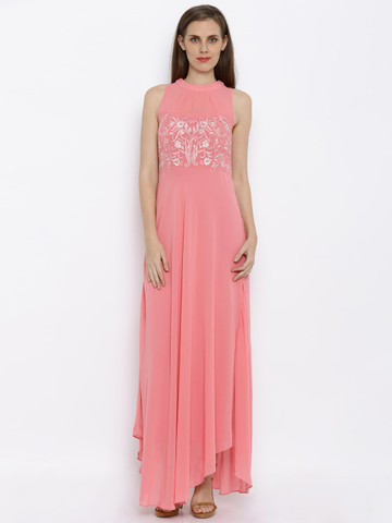 AND Women Pink Solid Maxi Dress