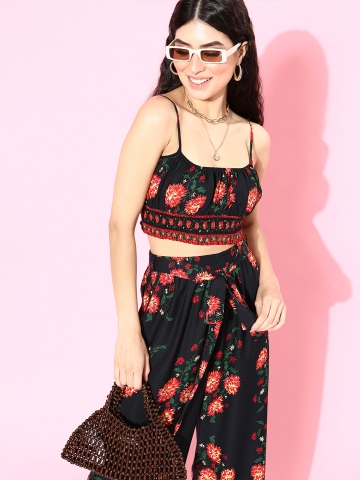 Buy Saaksha  Kinni Multi Color Silk Abstract Floral Print Trouser Online   Aza Fashions