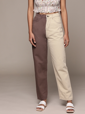 Reni Recommends : URBANIC Women Brown & Beige Colorblocked Relaxed Fit Jeans
