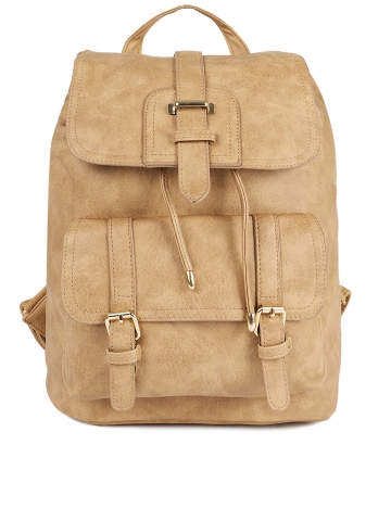 60 OFF on DressBerry Women Beige Solid Backpack on Myntra