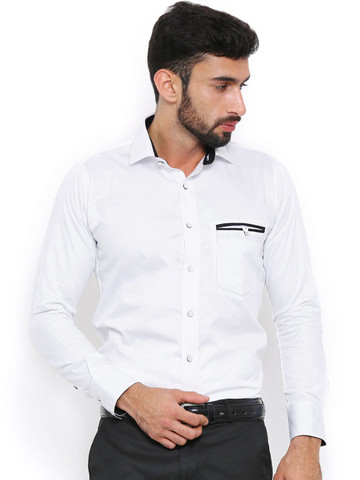 Shaftesbury London Men White Comfort Fit Solid Formal Shirt