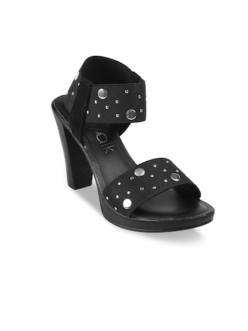 Catwalk Black Embellished Block Heel